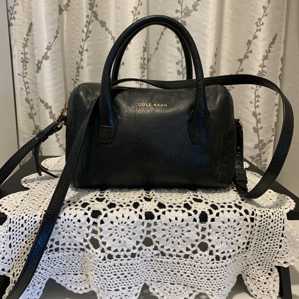 Cole Haan Black Leather Satchel - vintage
